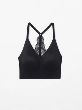 Soma Enbliss Black Racerback Bralette with Lace Back